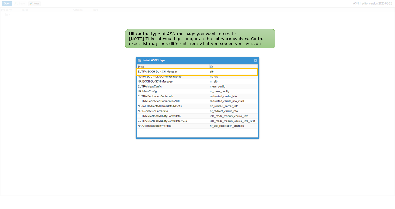 ASN.1 Editor workflow screenshot related to New ASN Creation Step 02