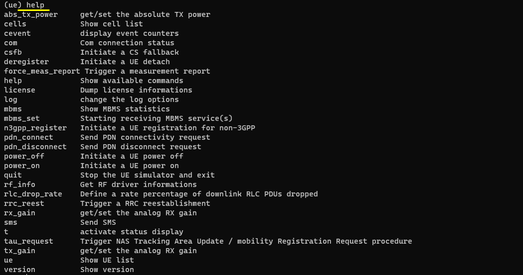 Commandline UEsim help 01