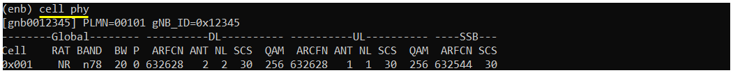 Commandline enb t cell phy 01