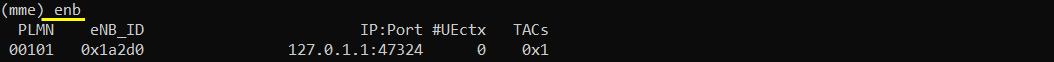 Commandline mme enb 01