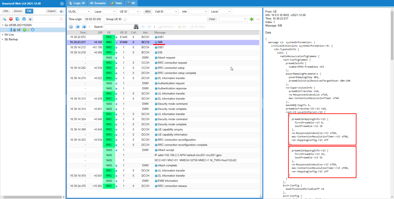 LTE CatM1 2CL UEsim Log 01