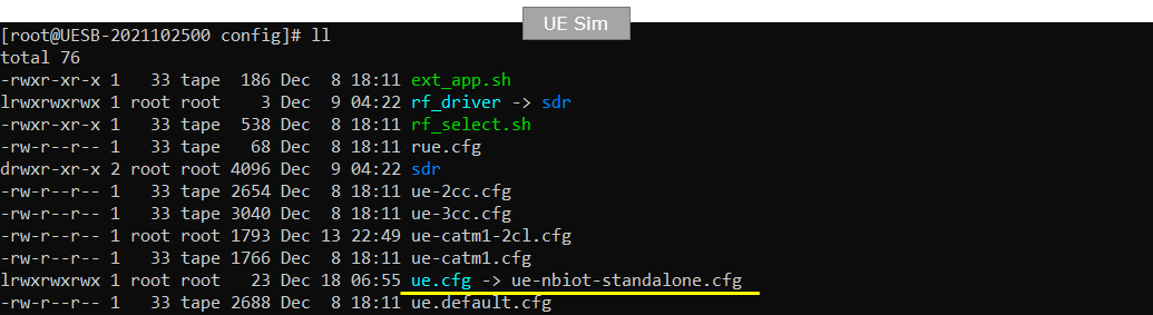 LTE NB standalone UEsim Config 01