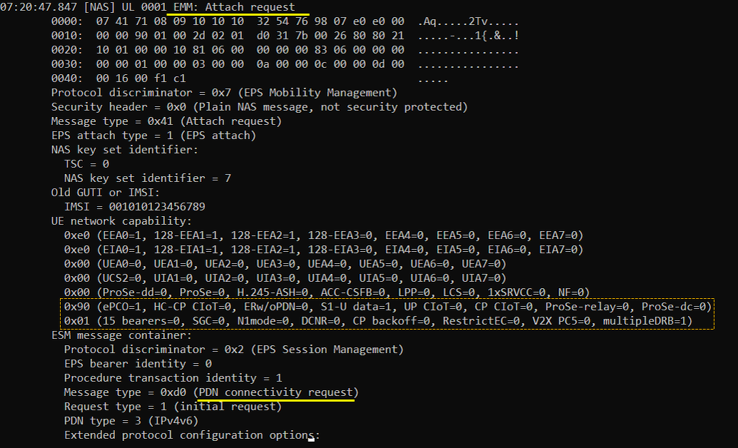 LTE NB standalone UEsim Log 07