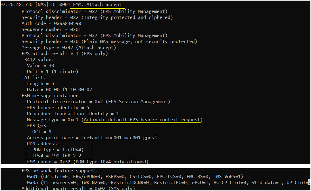 LTE NB standalone UEsim Log 21