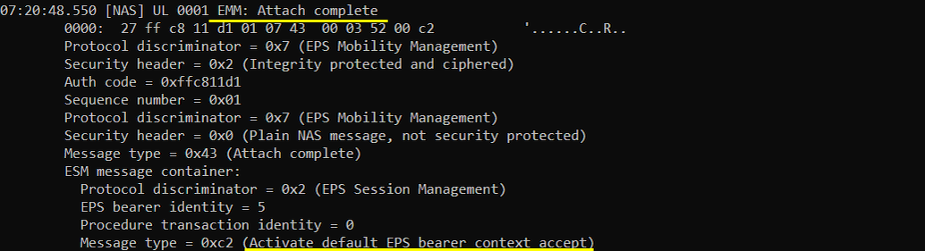 LTE NB standalone UEsim Log 22