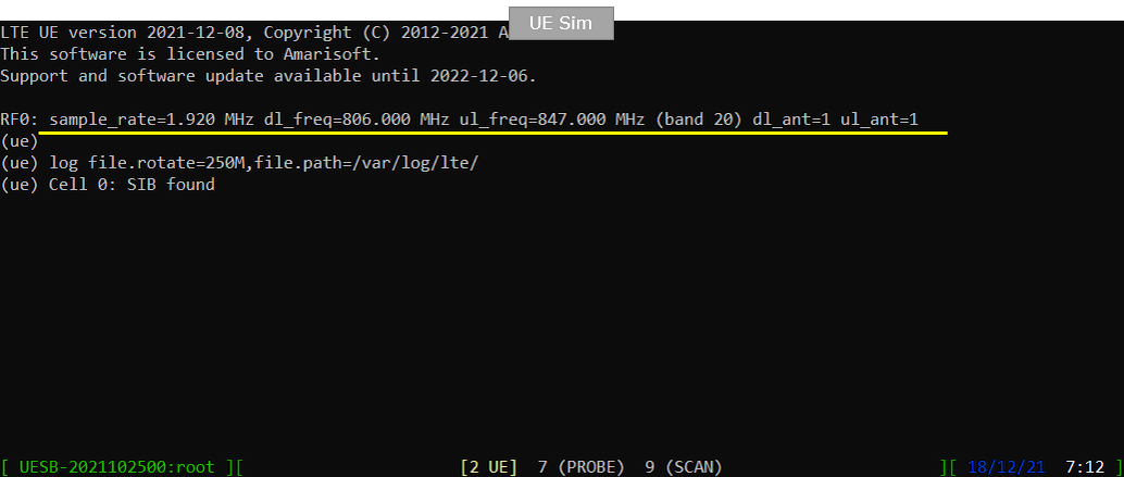 LTE NB standalone UEsim Run 02