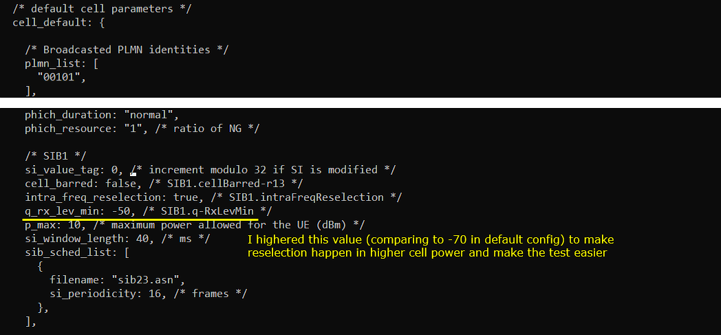 LTE CellReselection Config 05