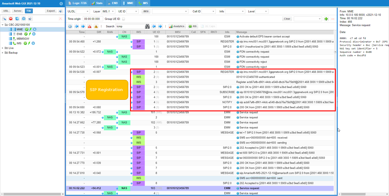 LTE IMS SMS Log 01