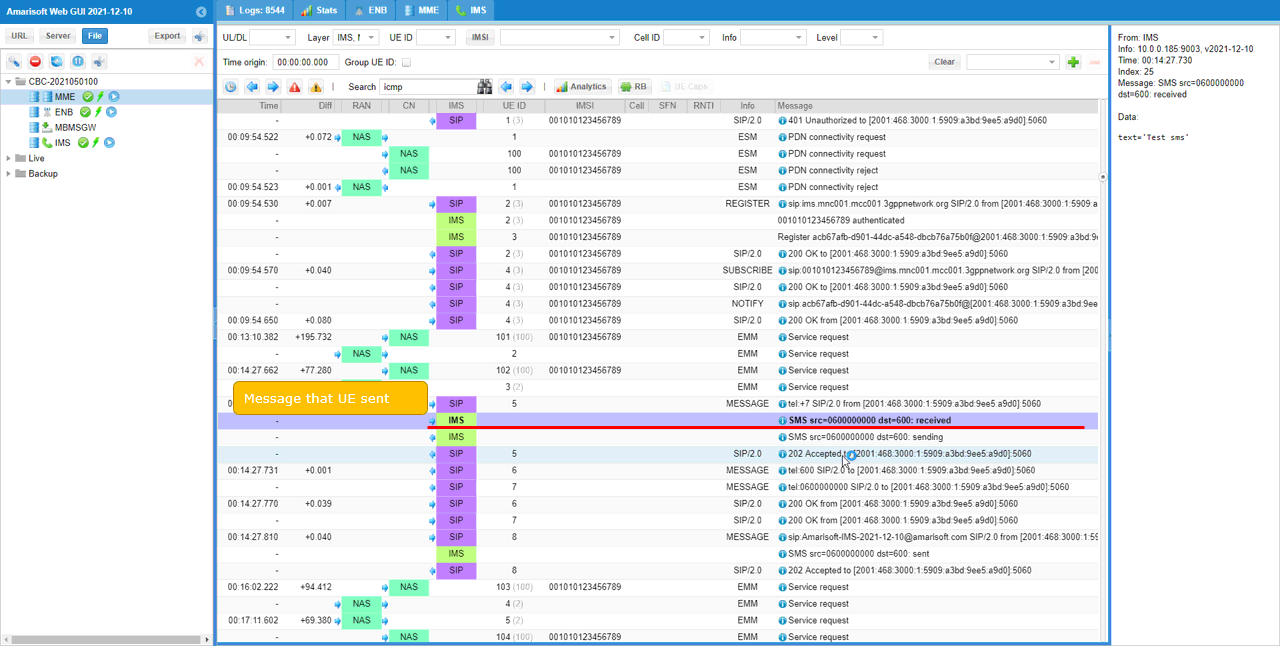 LTE IMS SMS Log 02