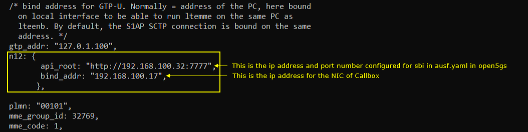 MME Open5GS Test 2 Configuration Callbox 04