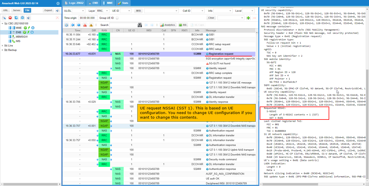 NR SA NetworkSlice Test1 Log 01