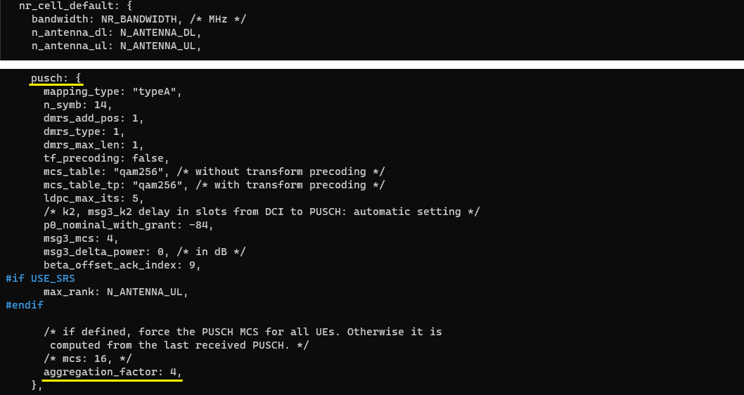 NR SA PUSCH Aggregation Test 1 Configuration 05