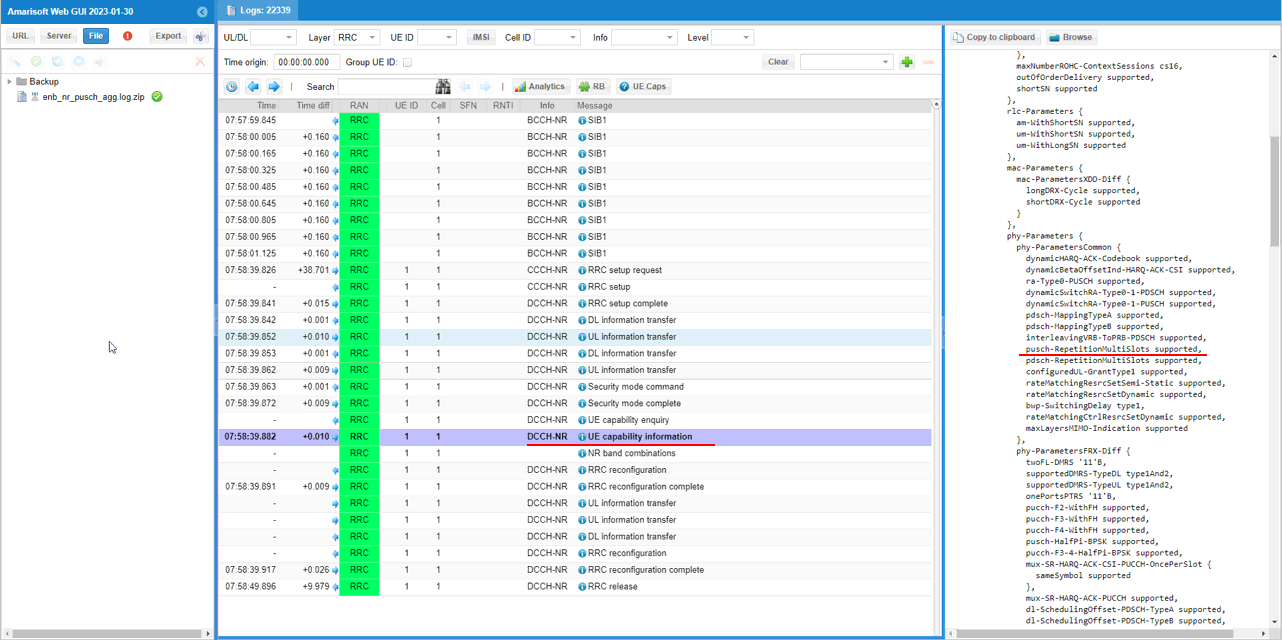 NR SA PUSCH Aggregation Test 1 Log 02