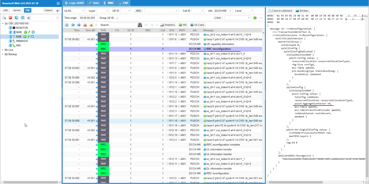 NR SA PUSCH Aggregation Test 1 Log 03