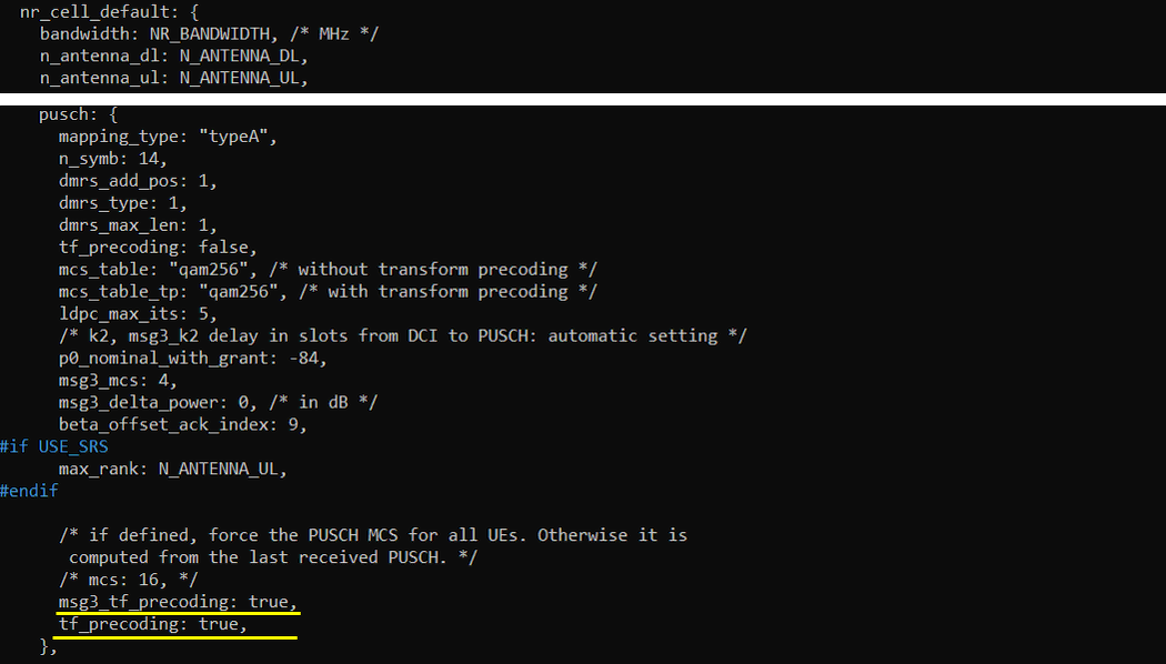 NR SA PUSCH TP Test 1 Config 05