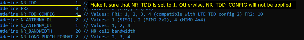 NR TDD Test 2 Pattern Config 01