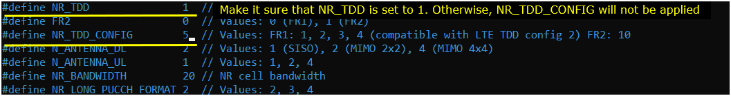 NR TDD Test 3 Pattern Config 01