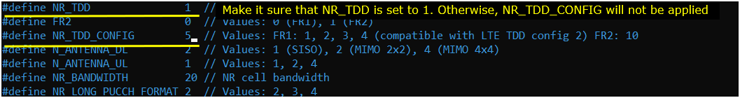 NR TDD Test 3 Pattern Config 01