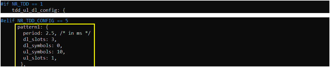 NR TDD Test 3 Pattern Config 02