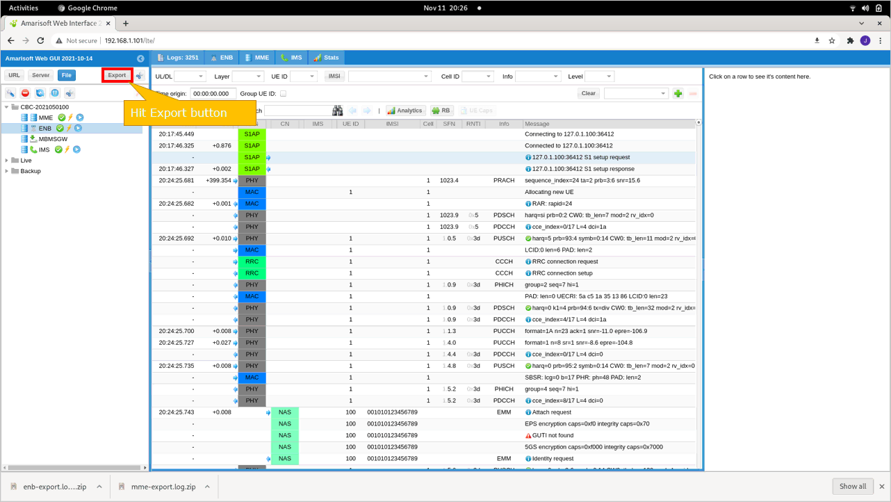 OutOfBox Lte Log Export 01