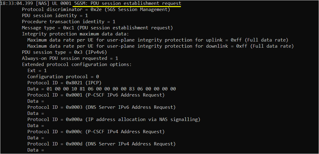 OutOfBox UeSim SA Attach Log 16