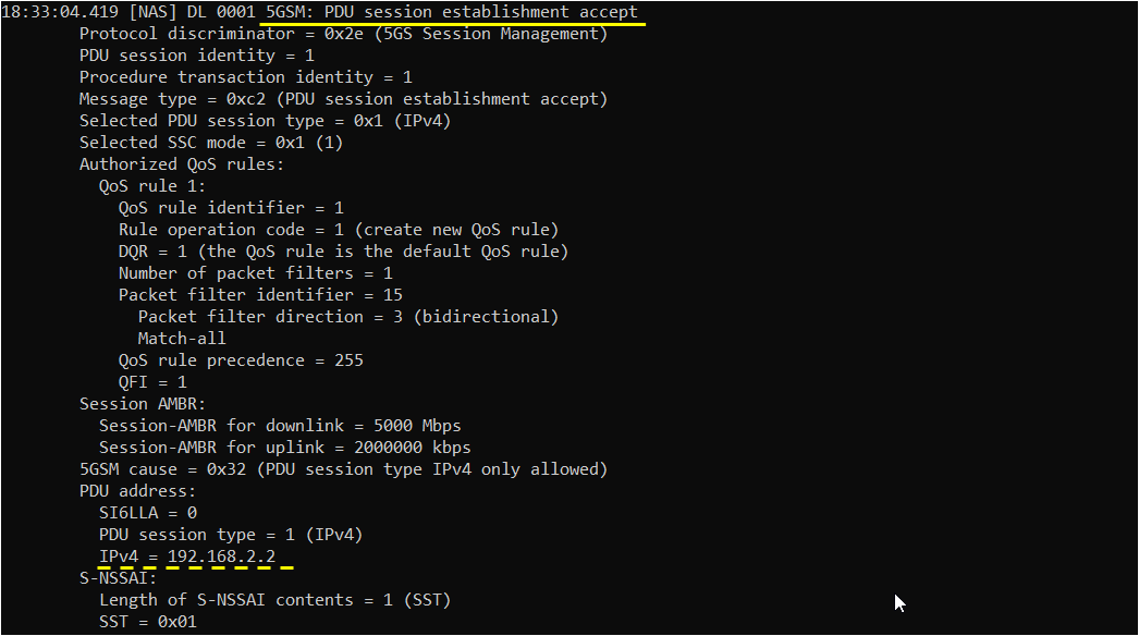 OutOfBox UeSim SA Attach Log 17