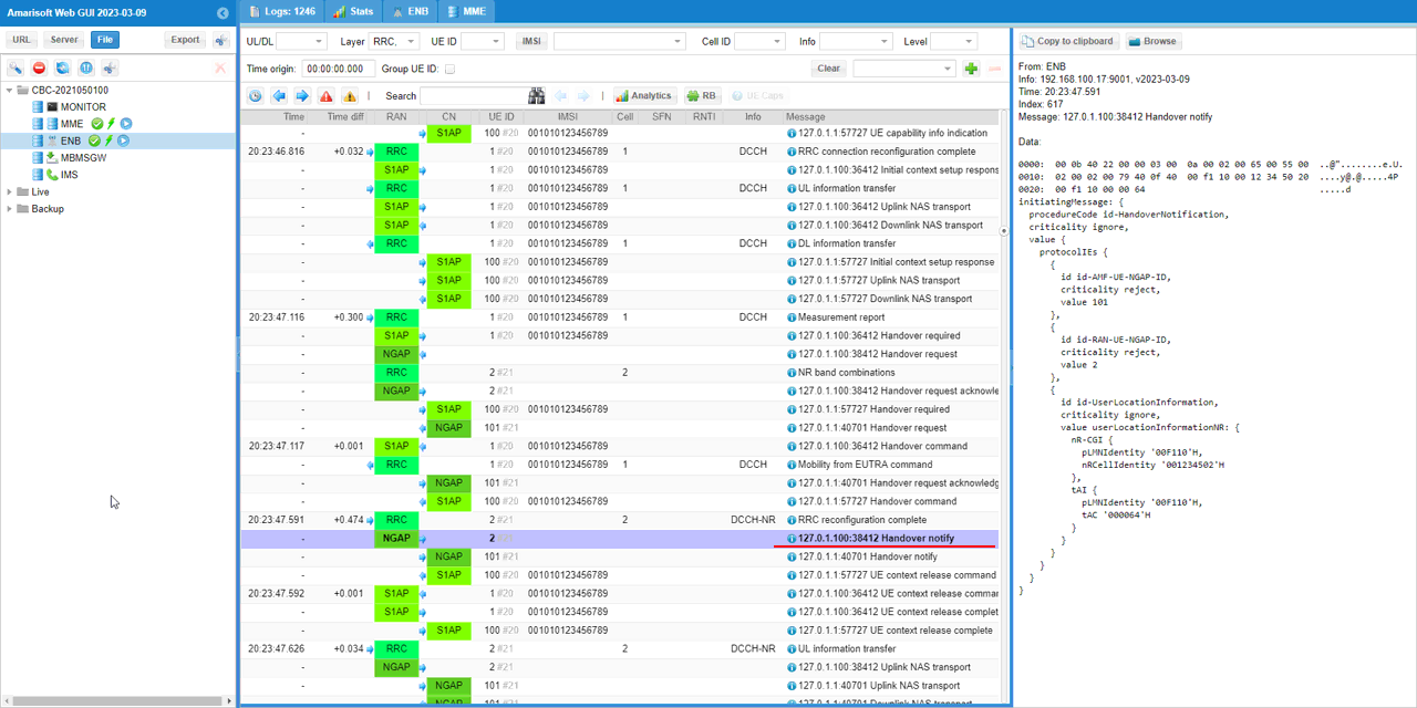 UESim LTE HO LN Test1 Log 11