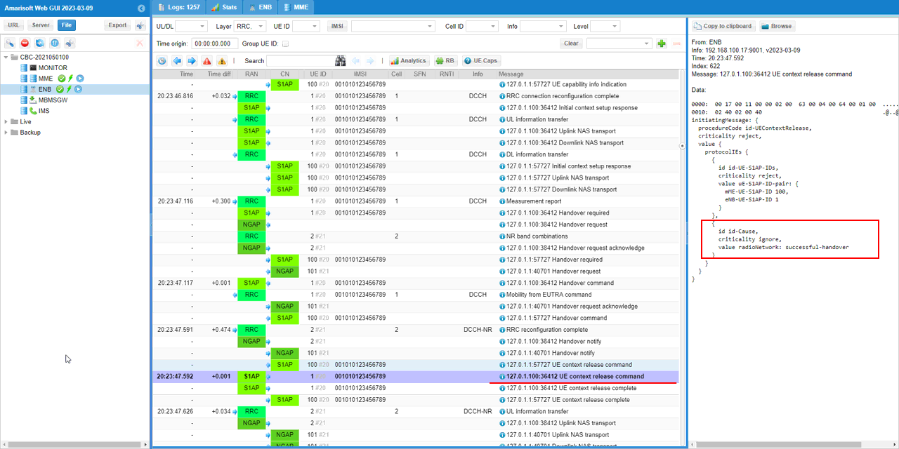 UESim LTE HO LN Test1 Log 12