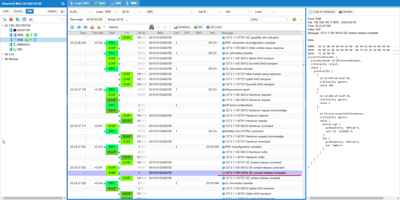 UESim LTE HO LN Test1 Log 13