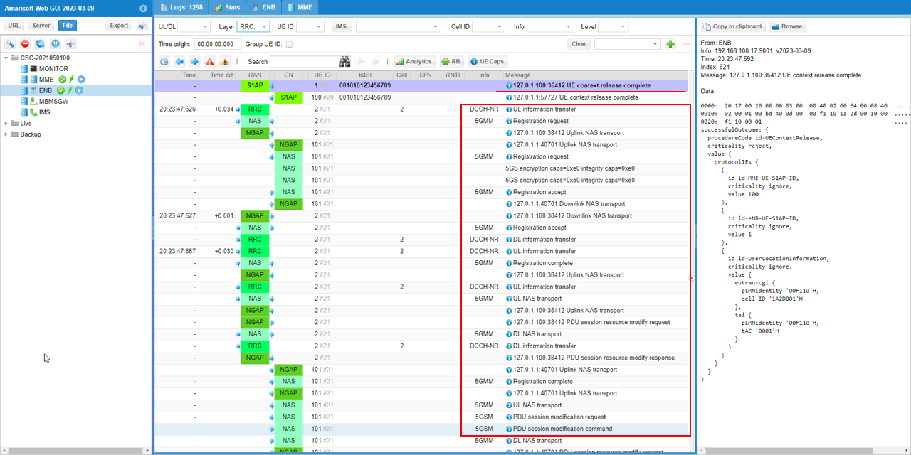 UESim LTE HO LN Test1 Log 14