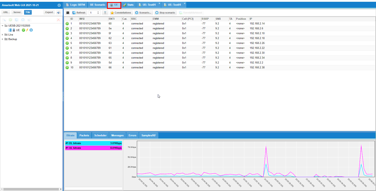 UEsim LTE Scenario Define Run 07